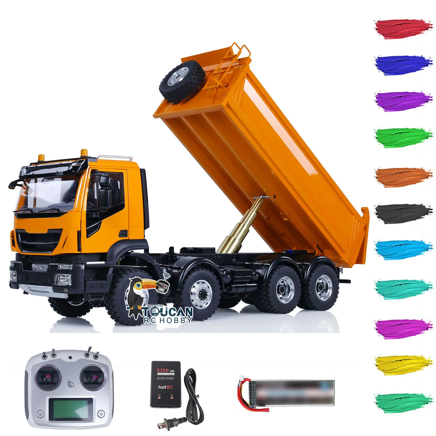 

8X8 LESU 1/14 RC Hydraulic Dump Truck TOUCAN RC HOBBY W/ Light Sound Remote Control Tipper Dumper Car Painted Toy Gift THZH1711