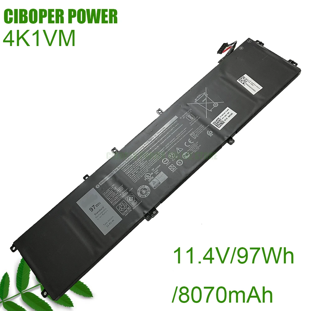 CP Laptop Battery 4K1VM 11.4V 97Wh V0GMT 56Wh  For Vostro 15 7500 XPS G7 17 7700 P46E  XYCW0 NCC3D 0NCC3D W62W6 0W62W6