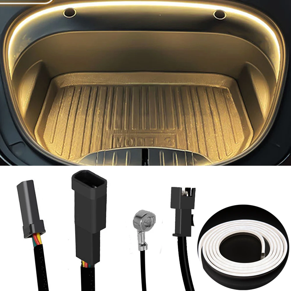 Car Front Trunk Frunk LED Modified Surround Light Strip For Tesla Model 3 Y S X 2021-2023 Waterproof Flexible Silicone LED Strip