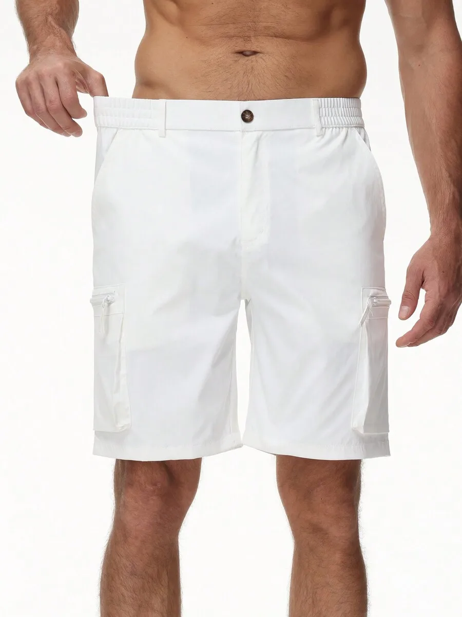 

Mens Summer Casual Cargo Shorts With Stretch Waist And 6 Pockets