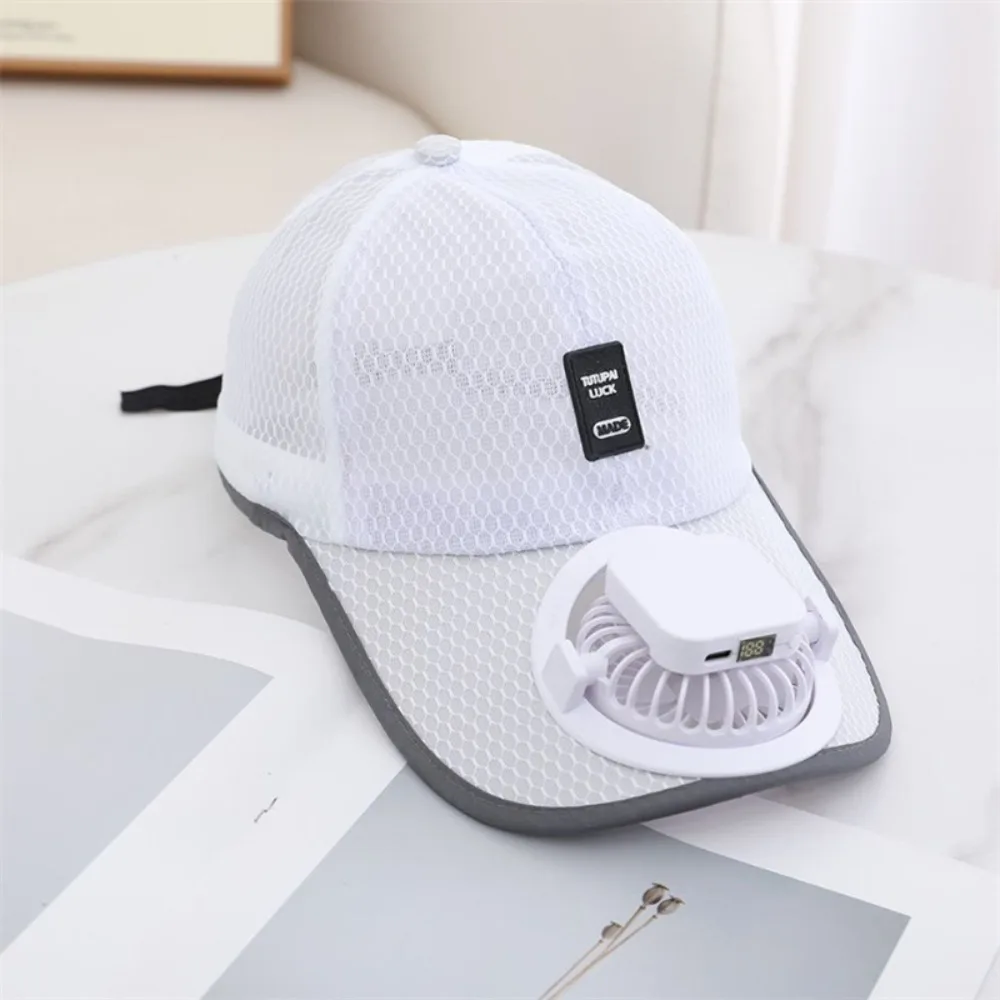 

Casual Usb Charging Cooling Fan Hat Large Brim Mesh Sun Visor Hat Breathable Baseball cap Men Women