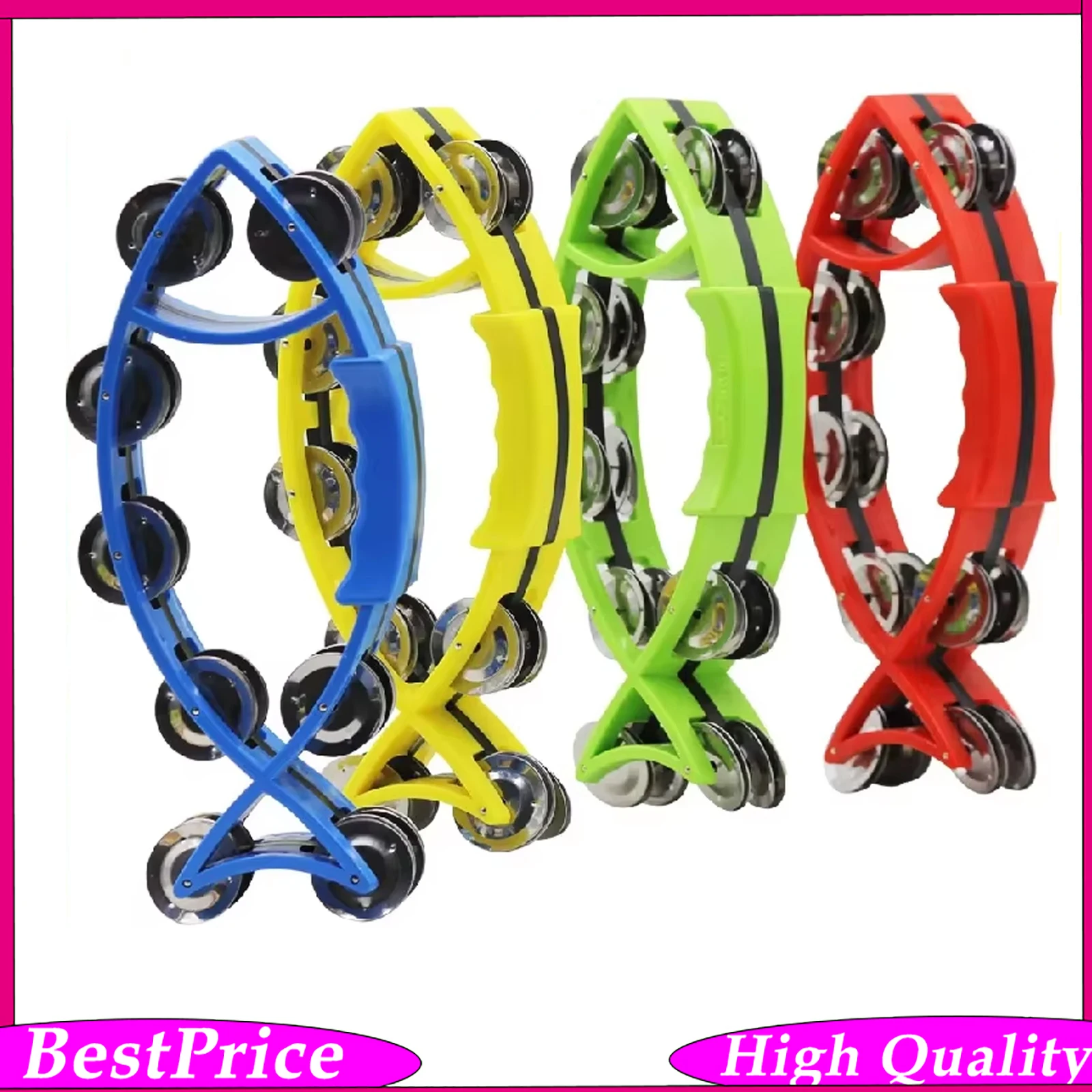 Children's Handheld Fish-Shape Jingle Bell Music Toy Plastic Double Tambourine Enlightenment Educational Tool