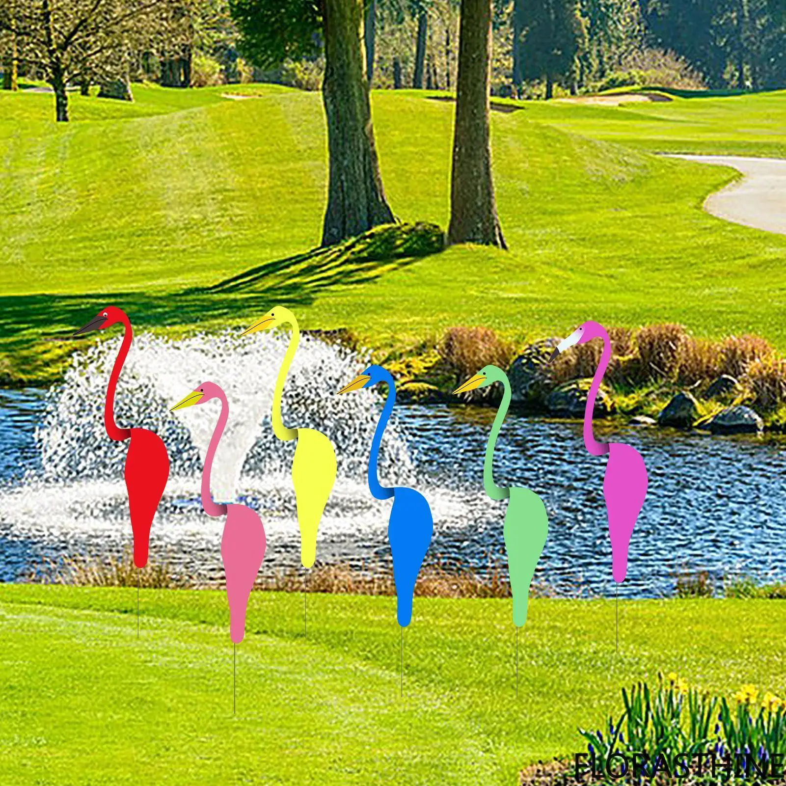 Flamingo Wind Spinner Flamingo Metal Lawn Art Ornaments Bird Swirl Garden Wind Swirl Bird Yard Decoration