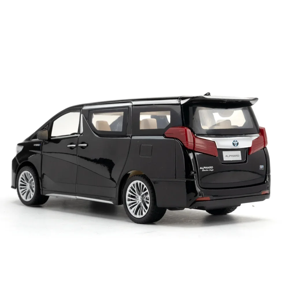 1:24 Toyota ALPHARD MPV Van Diecast Toy Car Model Miniature Pull Back Sound & Light Doors Openable Collection Gift Boy C317