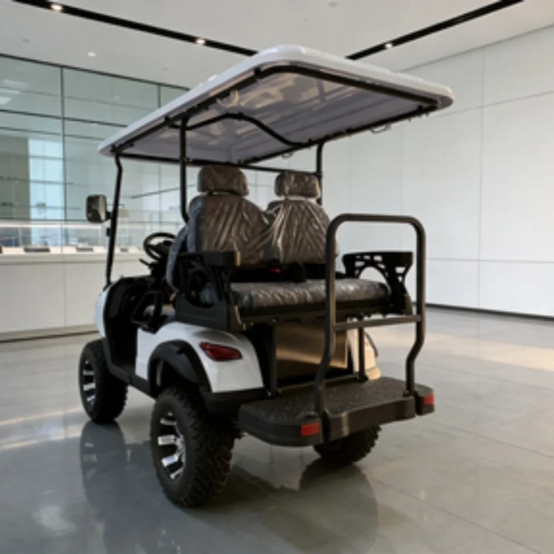 Long Range Golf Cart 14 Inch Tire Family Electric Golf Cart Chair Leather With Headrest With Touchscreen Multimedia Player