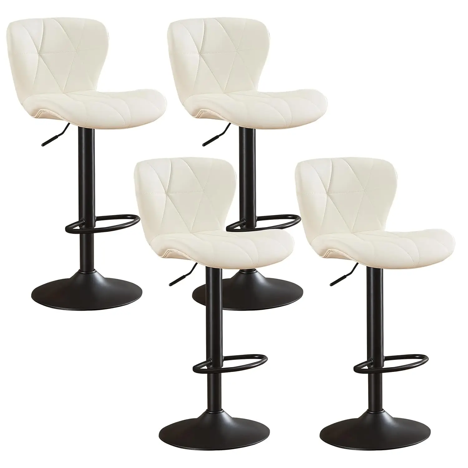 Adjustable Swivel Bar Stools Set of 4, Faux Leather Upholstered Counter Height Kitchen Island Chairs with Backrest, Customized