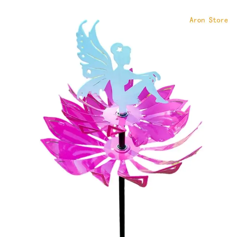 

Metal Garden Wind Spinner Fairy Elf Sculptures Windmills Outdoor Metal Wind Spinners for Yard Garden Wind Spinner H3CF