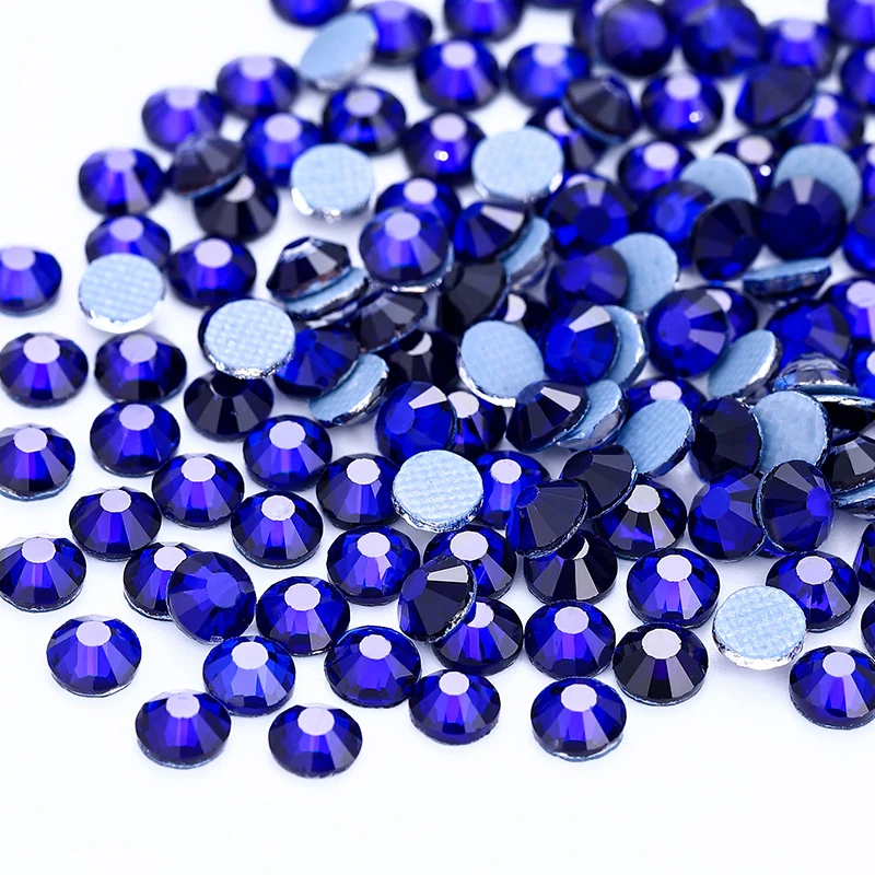 QIAO Hot-Fix Glas-Strasssteine Kobaltviolett/Lila Kristall Flache Rückseite SS6-SS30 für DIY-Kleidungsdekorationen zum Aufbügeln – Detail 4