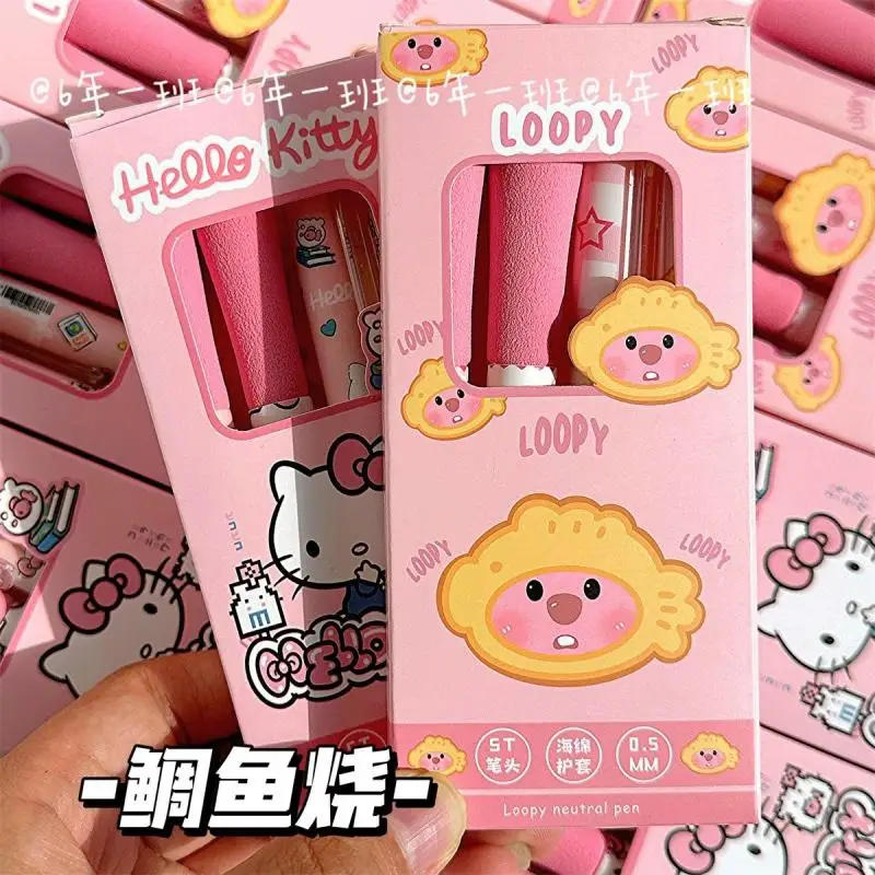 Sanrio Hello Kitty Kawaii Loopy Little Beaver Gel Pen Ball Pen Quick Drying Smooth Neutral Pen Ins Student Cartoon Toys For Kids