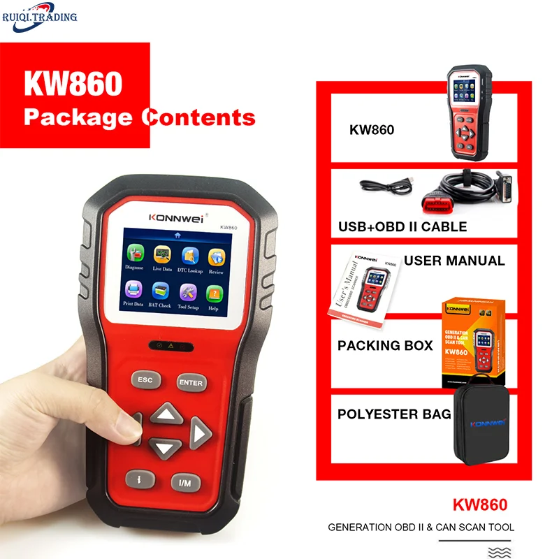 KONNWEI KW860 OBD2 Car Scanner Obd 2 Automotive Diagnostic Tool Full Obd2 Funtion Car Tools Engine Code Reader Free Update