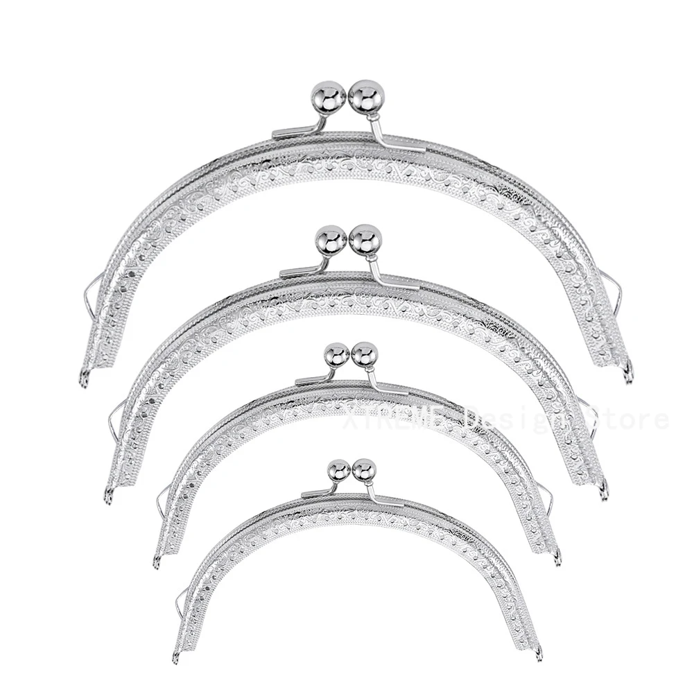 1PCS 8.5/10.5/12.5/15CM Glossy Silver Basic Semicircle Metal Purse Frame Kiss Clasp Lock DIY Bag Accessories