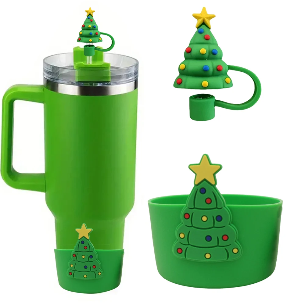 2pcs Tumbler Cup Accessories Set for Stanley 30oz 40oz Tumbler Cup Water Bottle Including Silicone Straw Cover for Christmas