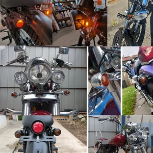 Sinais de giro retro para a motocicleta, Universal Single Wire Lights, Cafe Racer e Harley Acessórios, 4PCs, 12V 10 principais vendas piscas de moto 4 - №7