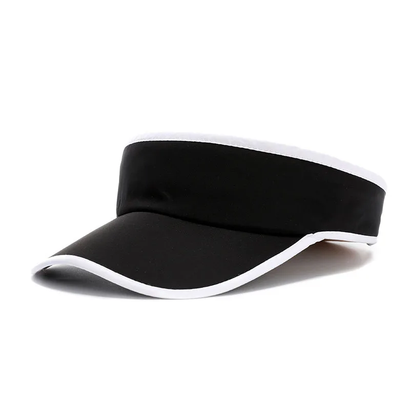 Polyester Sports Sun Visor Cap with Stripe Trim Adult Men Women\'s Golf Sun Visor Hat Runner Hat Jogging Cycling Tennis Hiking