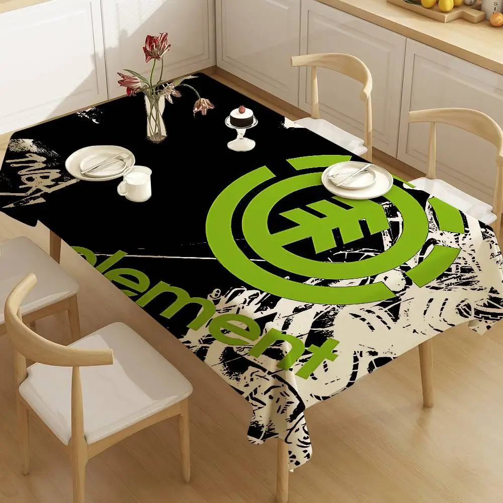E-Element Skateboard Logo Rectangle Waterproof Tablecloth Party Decor Farmhouse Kitchen Dining Table Cloth Wedding Decorations