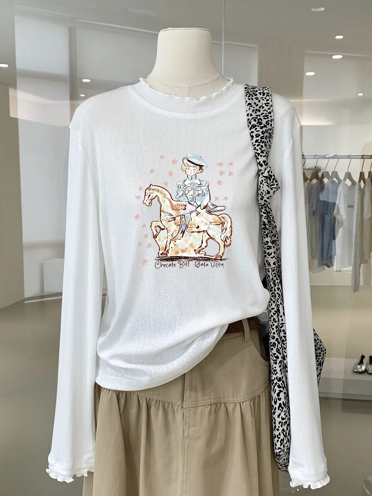 Korean Style Long Sleeve T-Shirt Women's Skin-friendly Comfortable Base Layer Shirt Trendy Overlap Wear Soft Cotton Tee