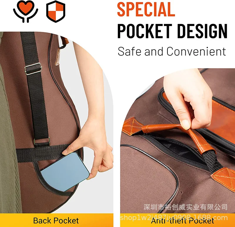 Plecak na gitarę z 10 mm grubym wyściółką z gąbki, wodoodporny nylon, lekki pasek na ramię, pokrowiec na gitary 40/41 cali