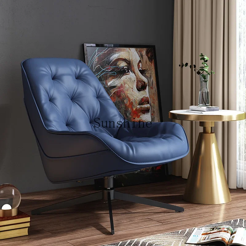 Nordic single leather rotating living room leisure chair minimalist lazy light luxury tiger chair  FT