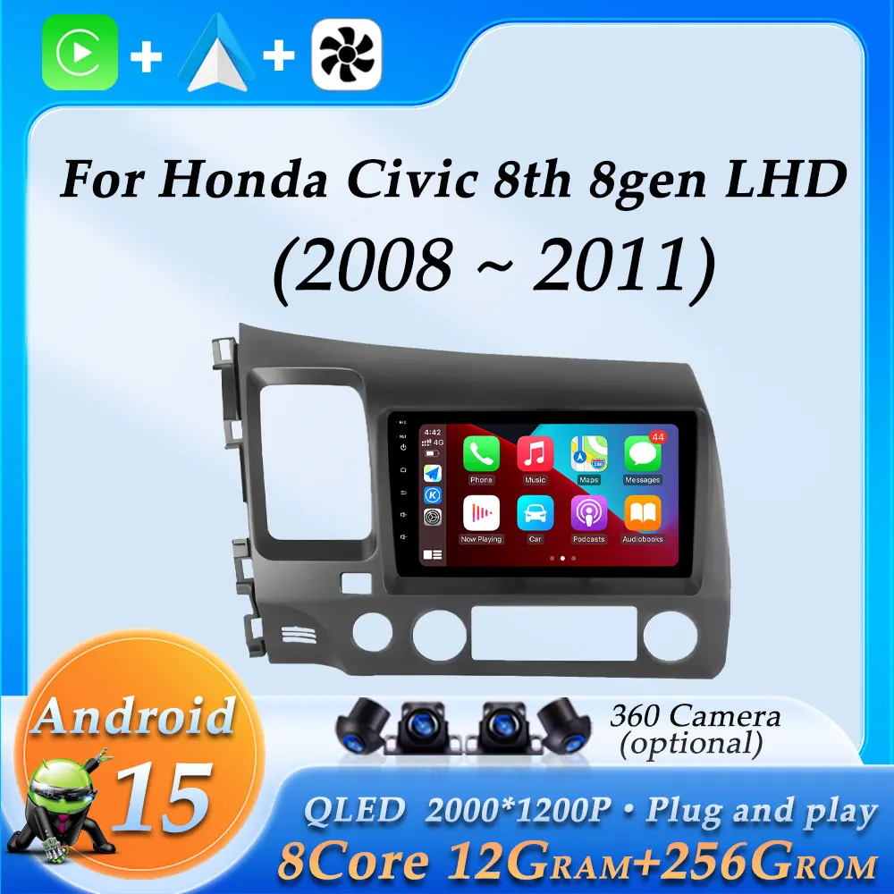 

Wireless CarPlay for Honda Civic 8th 8gen LHD 2008-2011 Car Radio Audio Multimedia Video Player DSP Stereo GPS Navigation BT 4G
