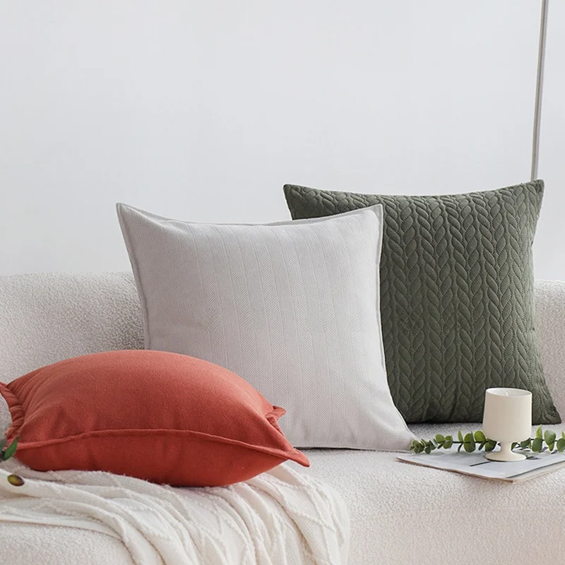 

Modern Simple Pure Color Pillow Sofa Cushion Bedroom Decorative Pillow Sample Room Hotel Dormitory Square Polyester Fiberfill