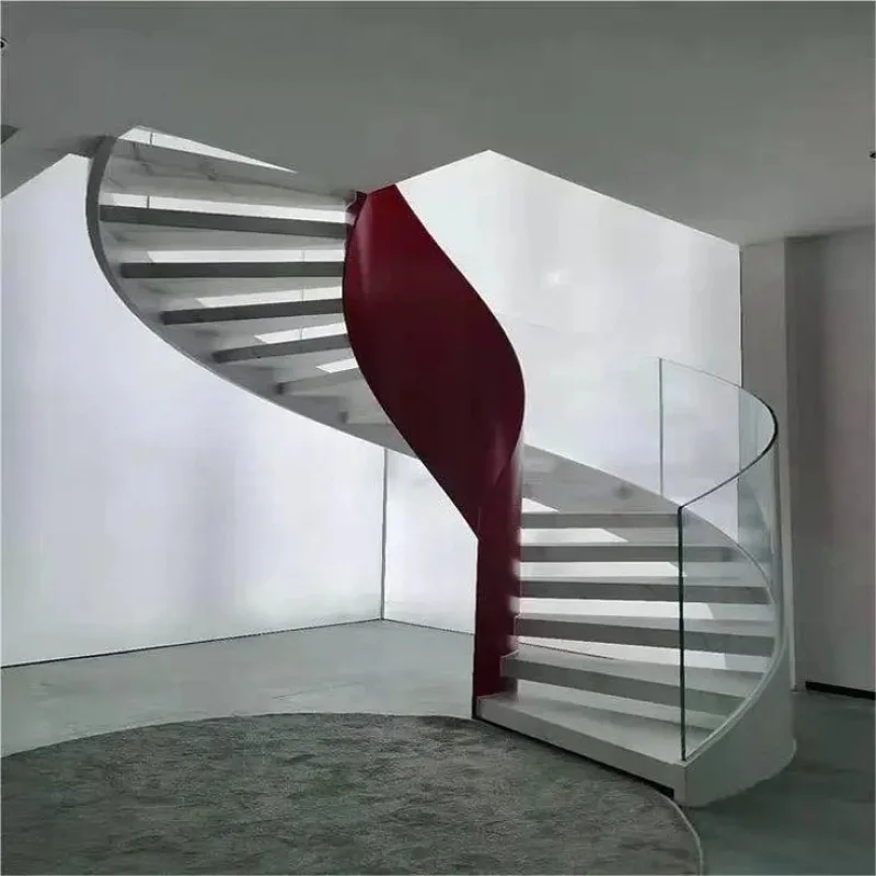 custom.High End Curved Staircase with Steel Panel Railings Timber Treads Bespoke Indoor Stair Design Preferred in UK and Austral