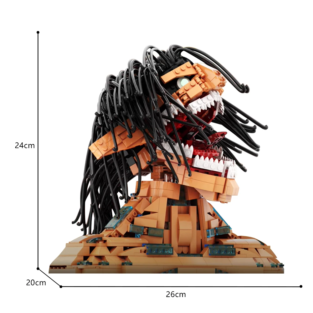 MOC Anime japonés Titan Eren Brickheadzs juego de bloques de construcción película ataques Titaneds personajes blindados ladrillo gigante juguetes regalo