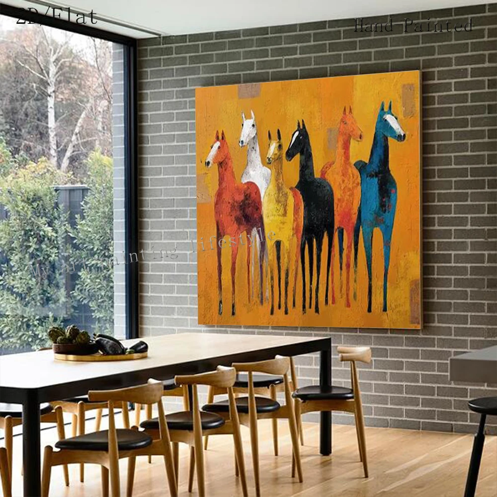 100% Handmade Abstract Oil Painting on Canvas Animal North Horse Wall Art Ideal Image Mural for Living Room Home Decor Picture