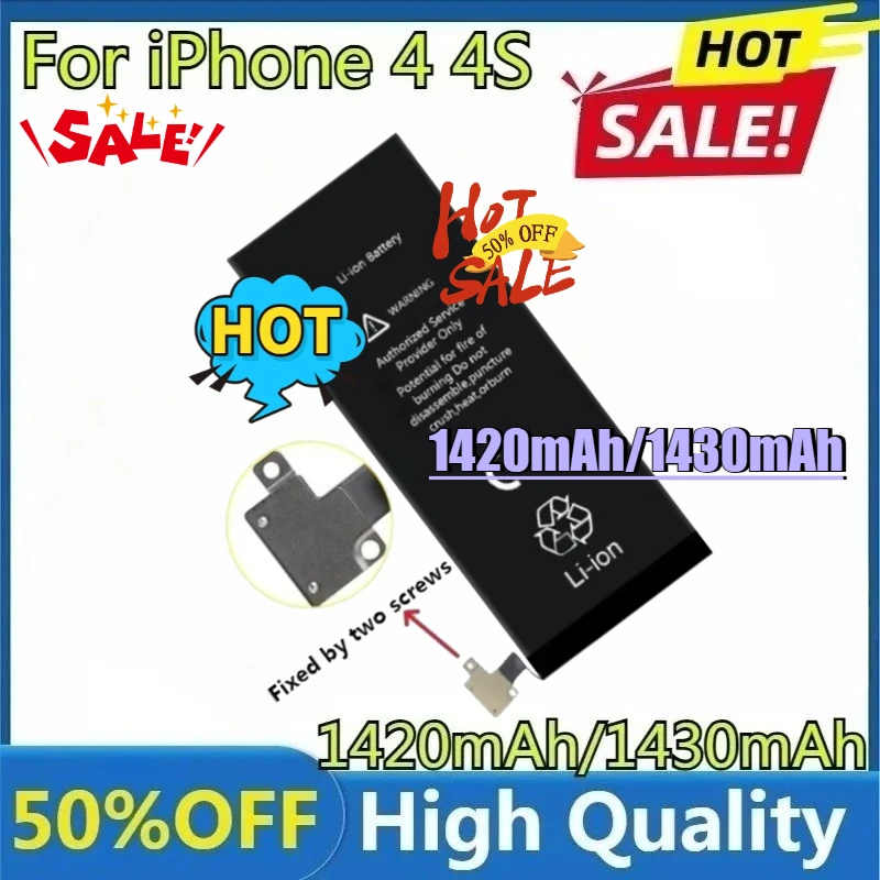 

Новый аккумулятор высокого качества для мобильного телефона IPhone 4S, новый высококачественный сменный аккумулятор емкостью 1430 мАч