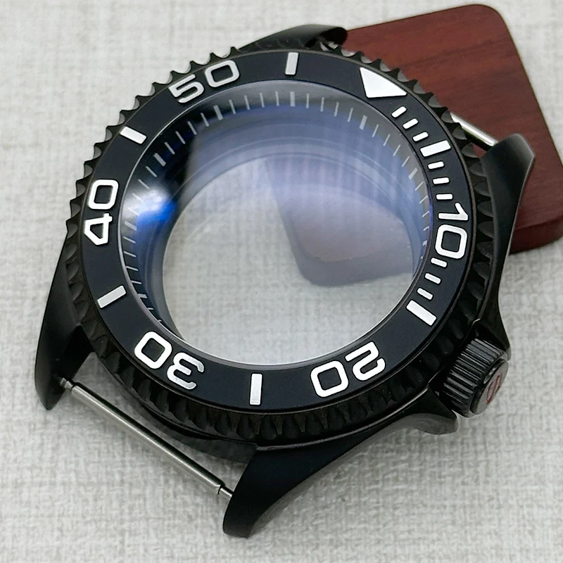 42mm SKX007 SKX009 Case Domed Double-Layer Sapphire Crystal Black Case Fit NH35 NH36 NH38 4R 7S Movements Men's Watch Case