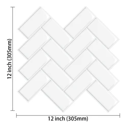 Herringbone Kitchen Backsplash Waterproof DIY Wall Tiles Self Adhesive Wall Sticker