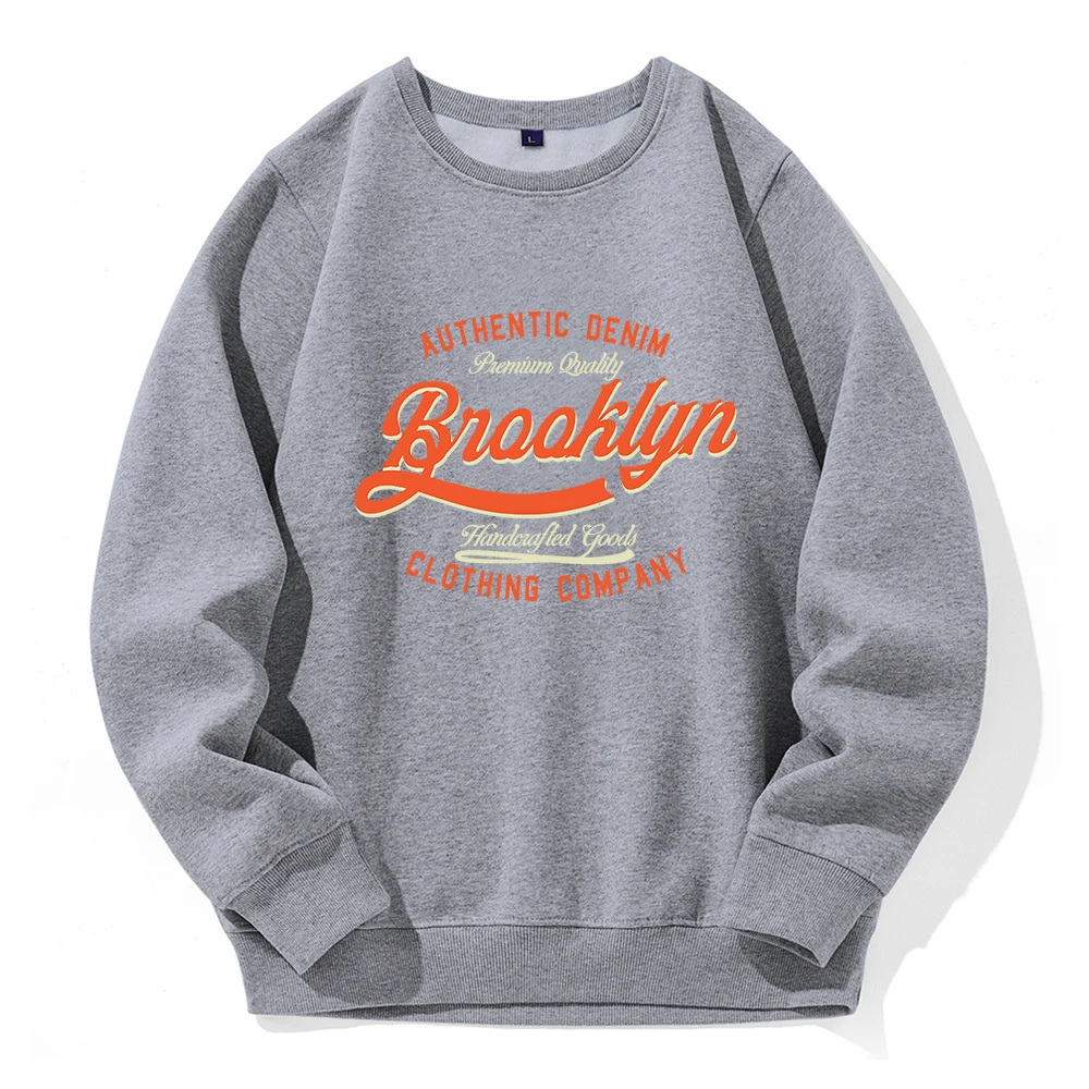 Letter, Brooklyn, New York City, Usa Hoody Men Fleece Comfortable Warm Hooded Sport Fashion Sweatshirt Basic All Match Hoodies