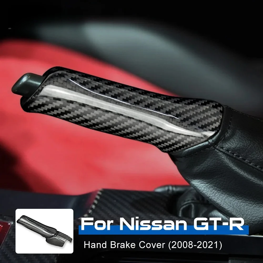 

Накладка на ручку стояночного тормоза из карбона для Nissan GTR R35 2008-2021, черная, жесткая, карбоновая, для интерьера автомобиля, стайлинг