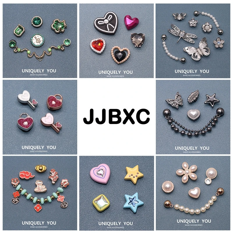 JJBXC metal CHARM set Shoe Buckle Shoe Accessories Cartoon Alloy Decorative Buckle set Shoe Flower DIY Fashion Shoe Accessories
