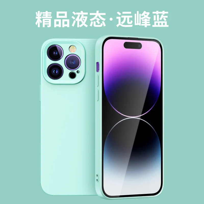 

8PCS For iPhone11 Pro Max Plain Soft Liquid Silicone Phone Case Dustproof Full Coverage Lens Shell Cover For iPhone 13 Pro Max