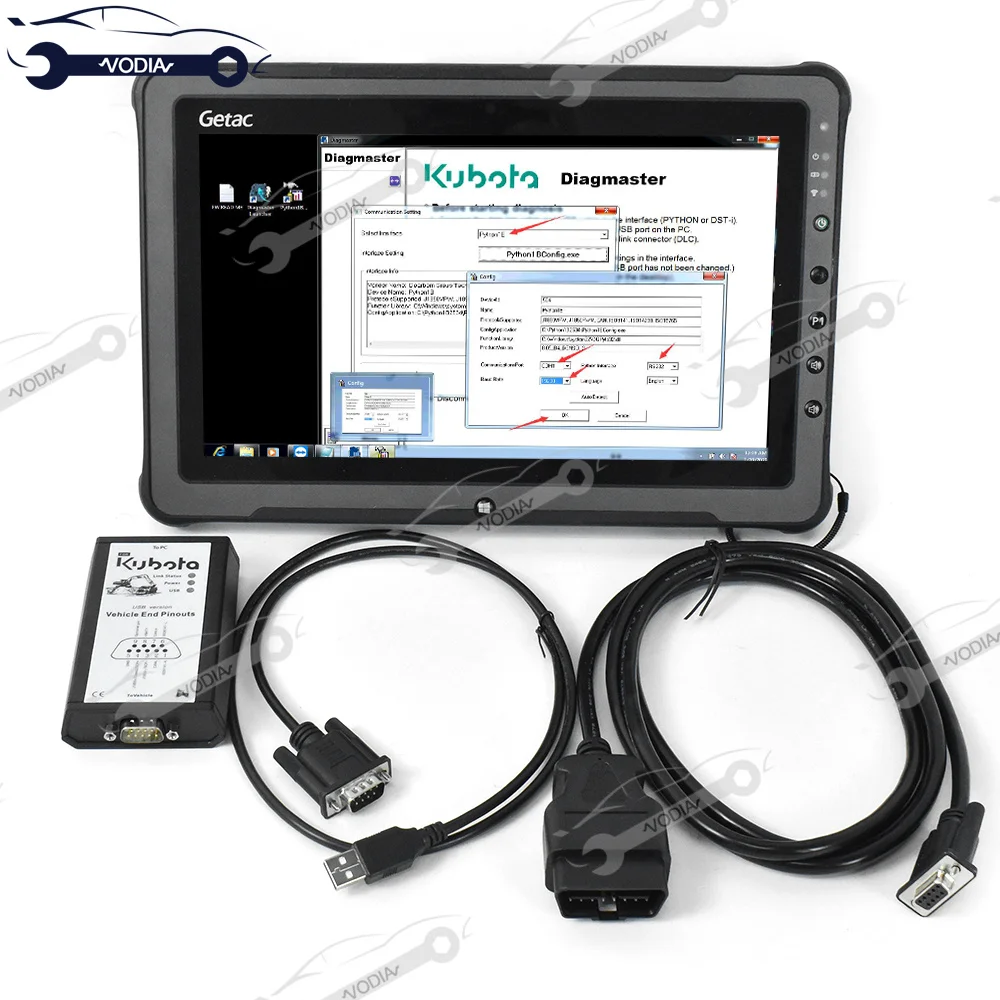 

Для KUBOTA Diagmaster DIAGNOSTIC KIT (PYTHON) Диагностический инструмент Для Kubota Diagmaster Диагностика сельскохозяйственной техники + F110TABLET