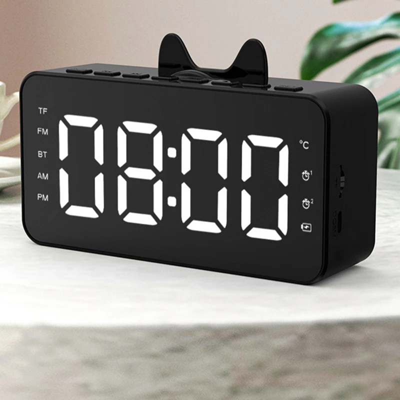 Multi-Function Alarm Radio Desk Clock LCD Display Bluetooth-Compatible Music Playing Digital Alarm For Home Office