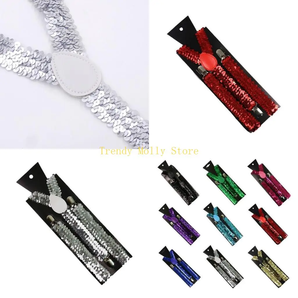 

N5KB Sequin y Elastic Clip-On подвесные джинсы брекеты 3 зажима подвеска подвеска