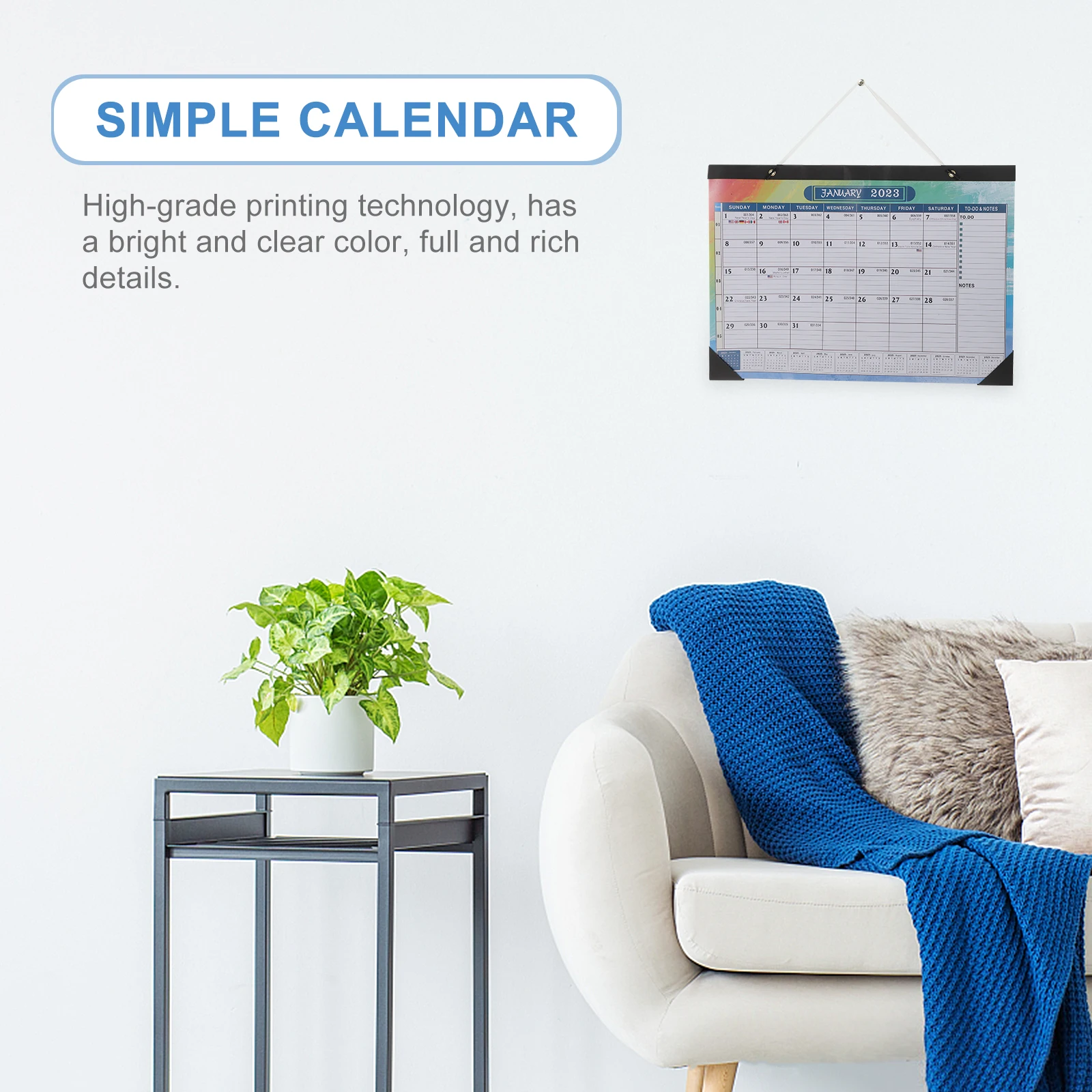 

English Calendar Simple Design Monthly Wall Hanging Refrigerator Clear Dates Paper Practical Memo