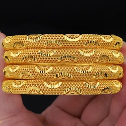Middle East 4pcs Ethiopian Copper Bangles For Girl Dubai Goldlen Fashion Jewelry For Women Ethiopian The bride Wedding Gifts