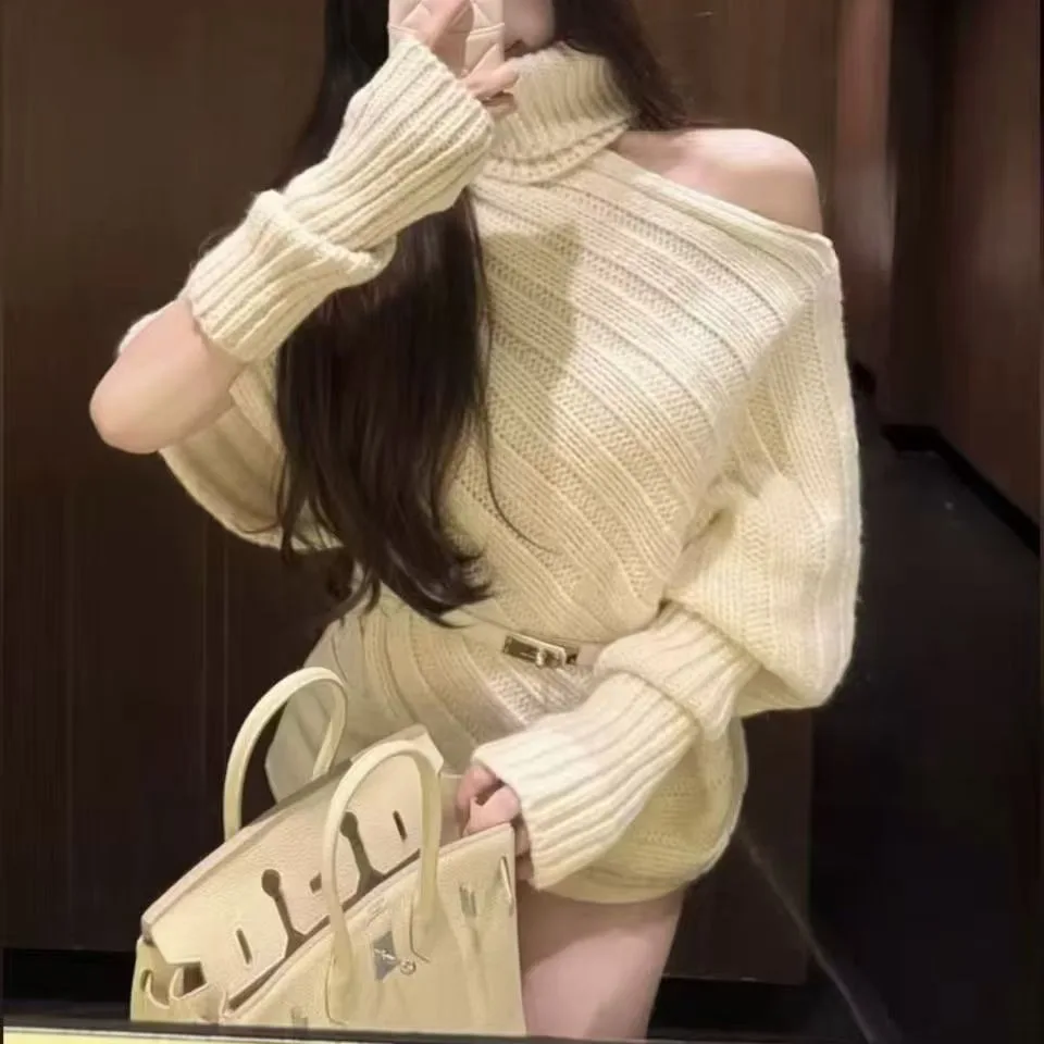 

Свитер с высоким воротником и острым воротником, женский осенне-зимний дизайн, уникальный вязаный капюшон, одежда для дома, топ для поездок на работу, мода