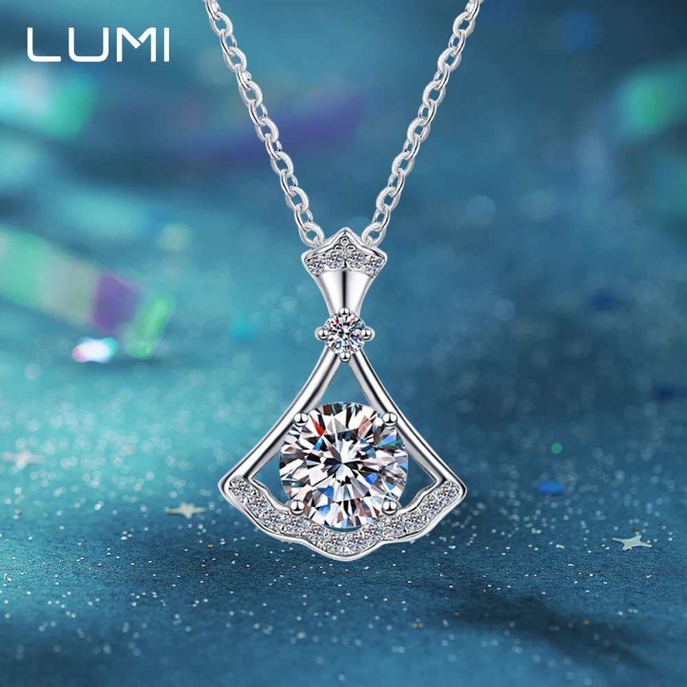 

Trendy 1CT Moissanite 925 Sterling Silver Skirt Shape Pendant - Super Exquisite Women Chains Party Bridal Fine Jewelry