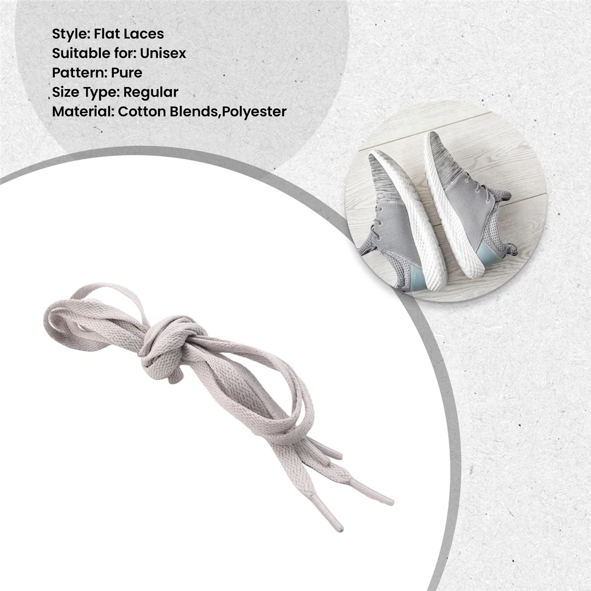 FZFZ Trainers Ujung Plastik 52.4 Tali Sepatu Lebar Datar Abu-abu Panjang 2 Buah