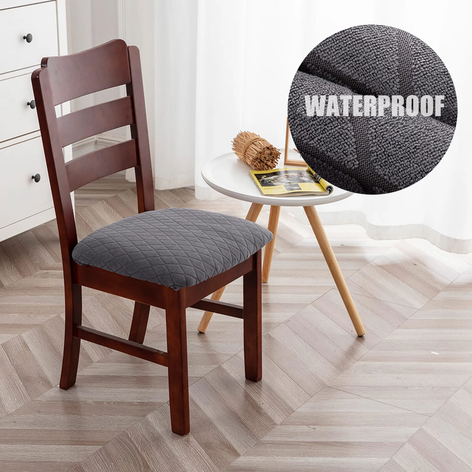 

1pc Waterproof Dining Room Chair Cover Seat Covers Spandex Removable Washable Elastic Seat Covers For Dining Home Hotel