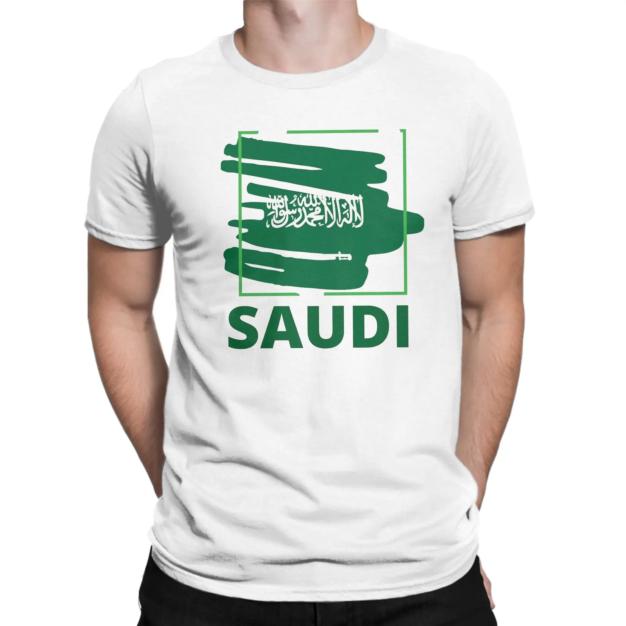 Saudi National Day for Men Women T Shirt Saudi Arabia Shirt Short Sleeve Round Collar T-Shirt 100% Cotton Plus Size Clothing