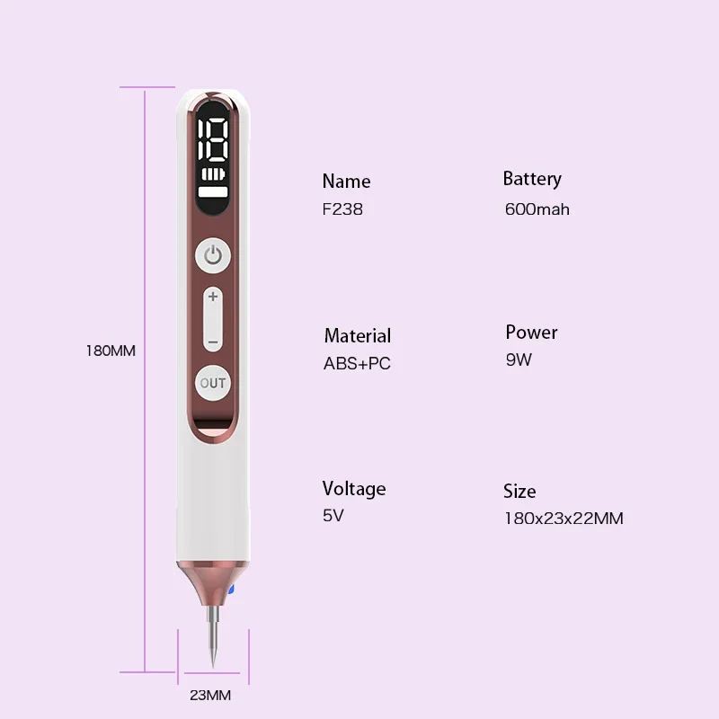 Caneta elétrica de plasma para remoção de marcas de pele, pontos pretos, caneta de plasma para verrugas, sardas, ponto escuro, nevus, tatuagem plana, removedor de toupeira