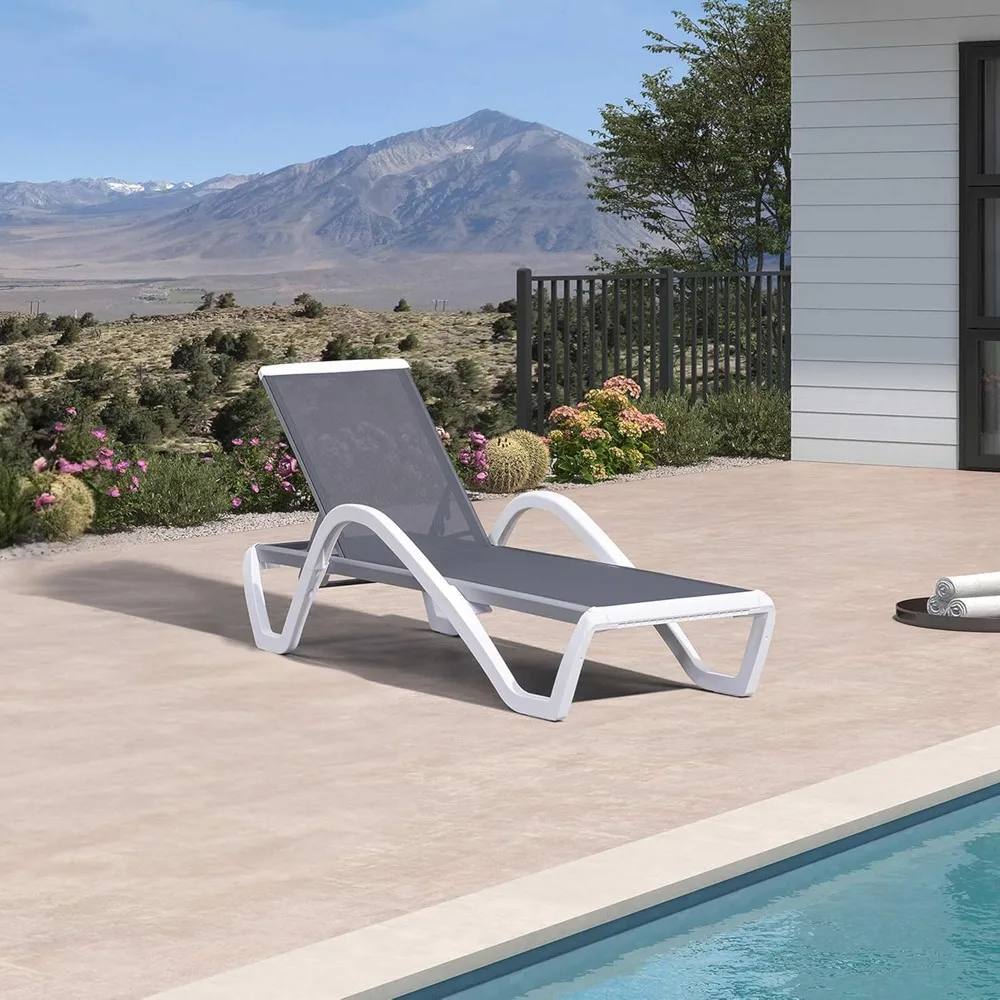 

Текстильное кресло для купания Sun, шезлонг для загара и бассейна с 6-мя регулируемыми положениями для наружного пляжа, бассейна, лужайки, бассейна, серый