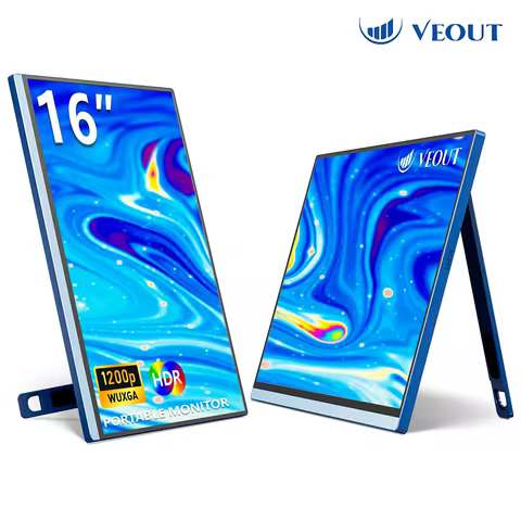 VEOUT 노트북용 16인치 60HZ 게임용 휴대용 모니터, 16:10 IPS 1200P 디스플레이 LCD FHD 전화용 외부 두 번째 컴퓨터 화면