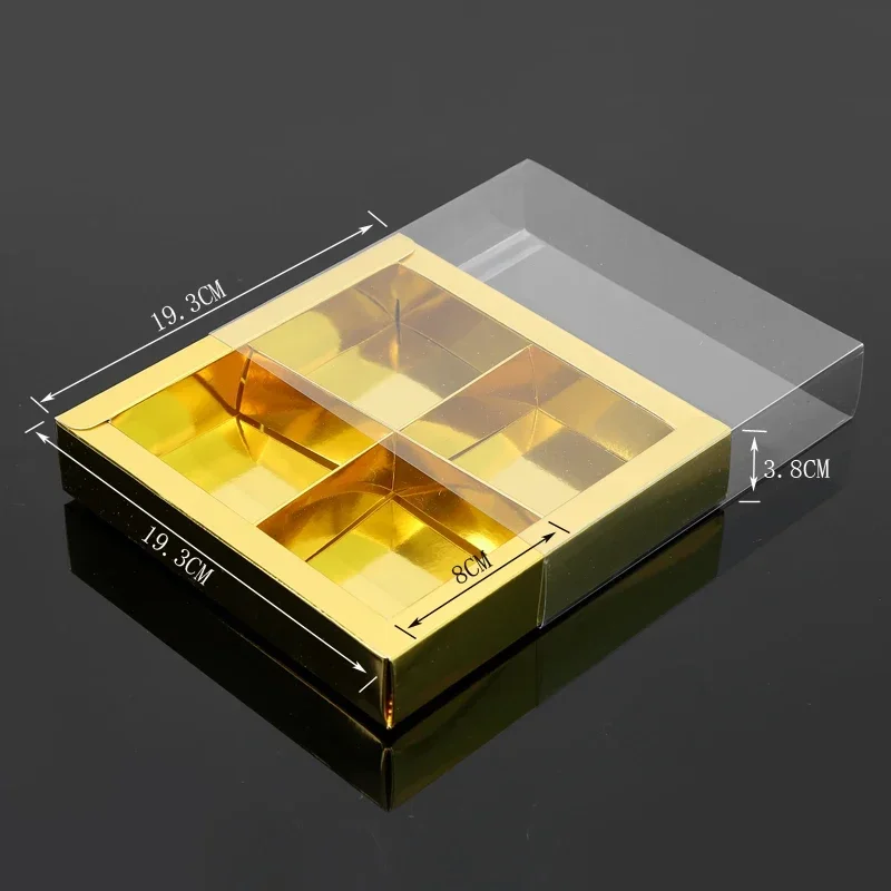 10Pcs 4/9 Grids Chocolate Macarons Mooncakes Packaging Box PVC Transparent Window Gift Box For Wedding Christmas Birthday Party