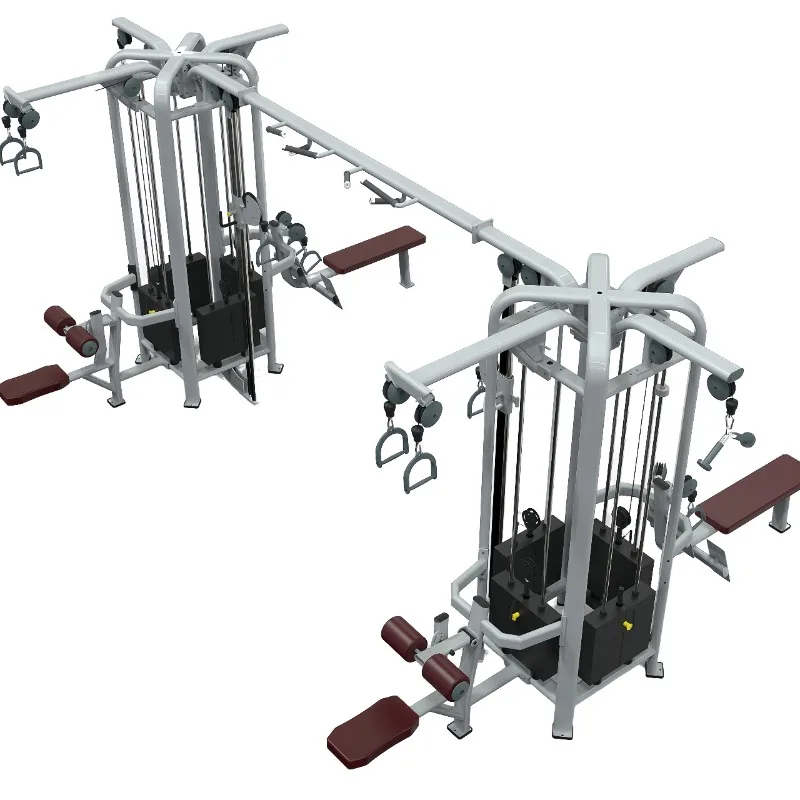 

Home 4-Station Power Cage & Smith Machine, Durable Metal Bodybuilding Gym Equipment