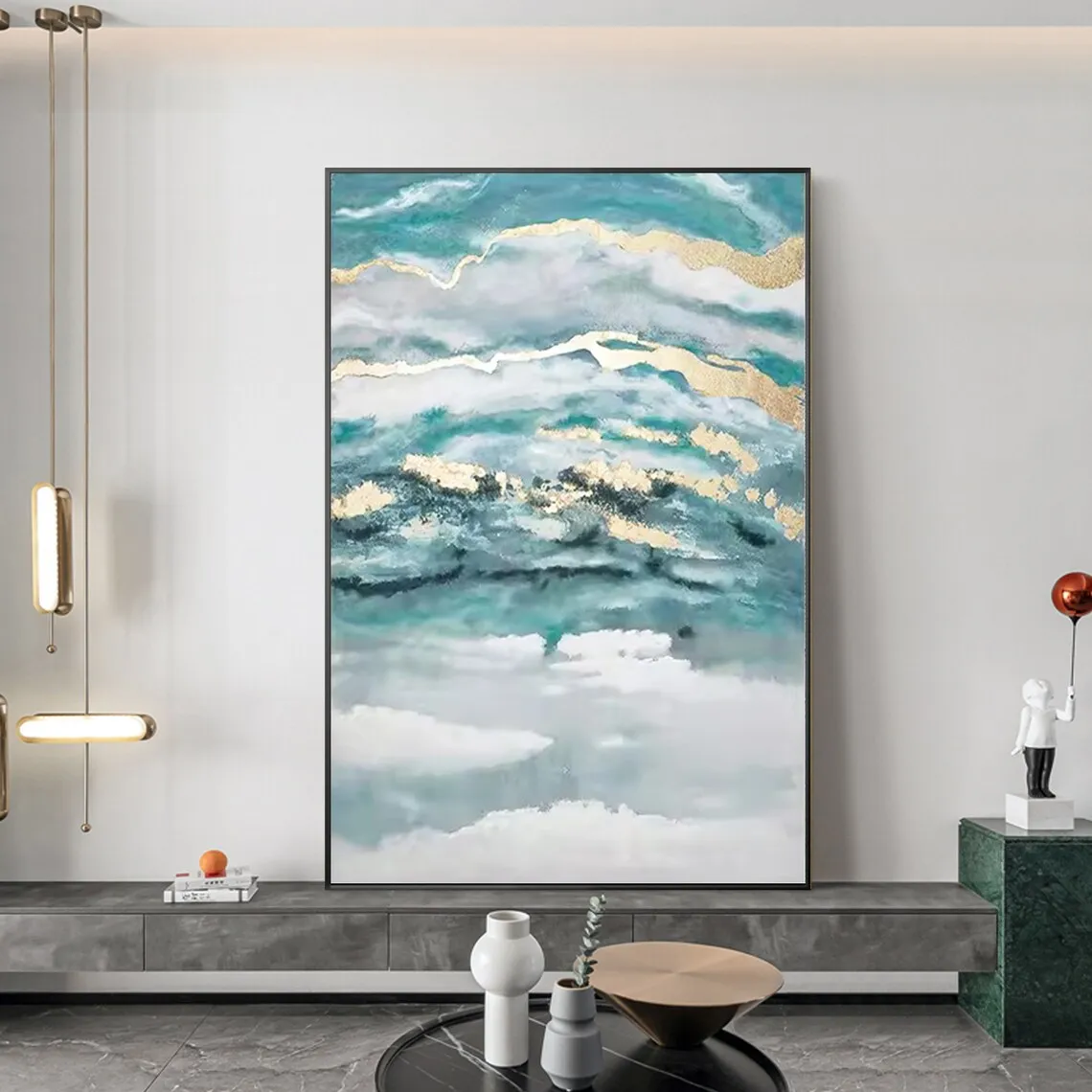 الذهب البط البري الأبيض مجردة رسمت باليد النفط الطلاء على قماش الذهب احباط الفن اللوحة صورة كبيرة البط البري جدار ديكور غرفة الفن